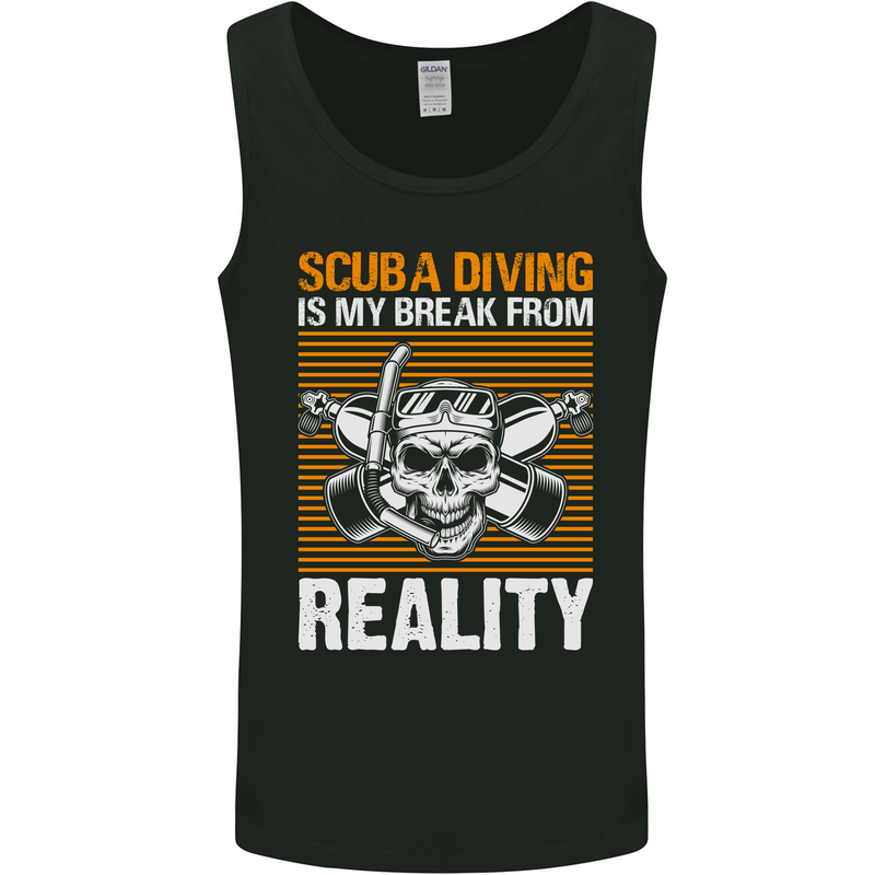 Scuba Diving is My Break From Reality Funny Diver Mens Vest Tank Top Black