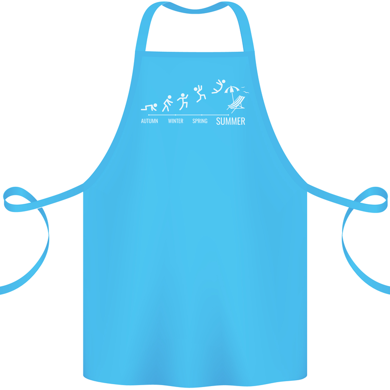 Seasons to Summer Holiday Time Funny Cotton Apron 100% Organic Turquoise