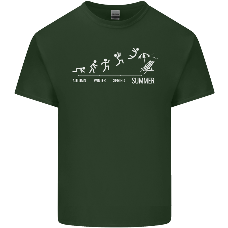 Seasons to Summer Holiday Time Funny Mens Cotton T-Shirt Tee Top Forest Green
