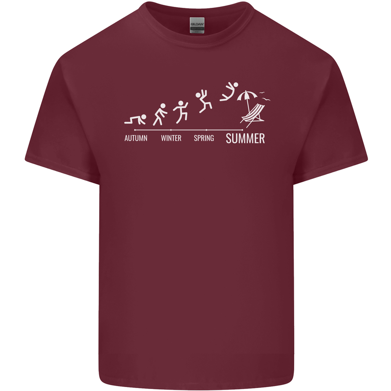 Seasons to Summer Holiday Time Funny Mens Cotton T-Shirt Tee Top Maroon