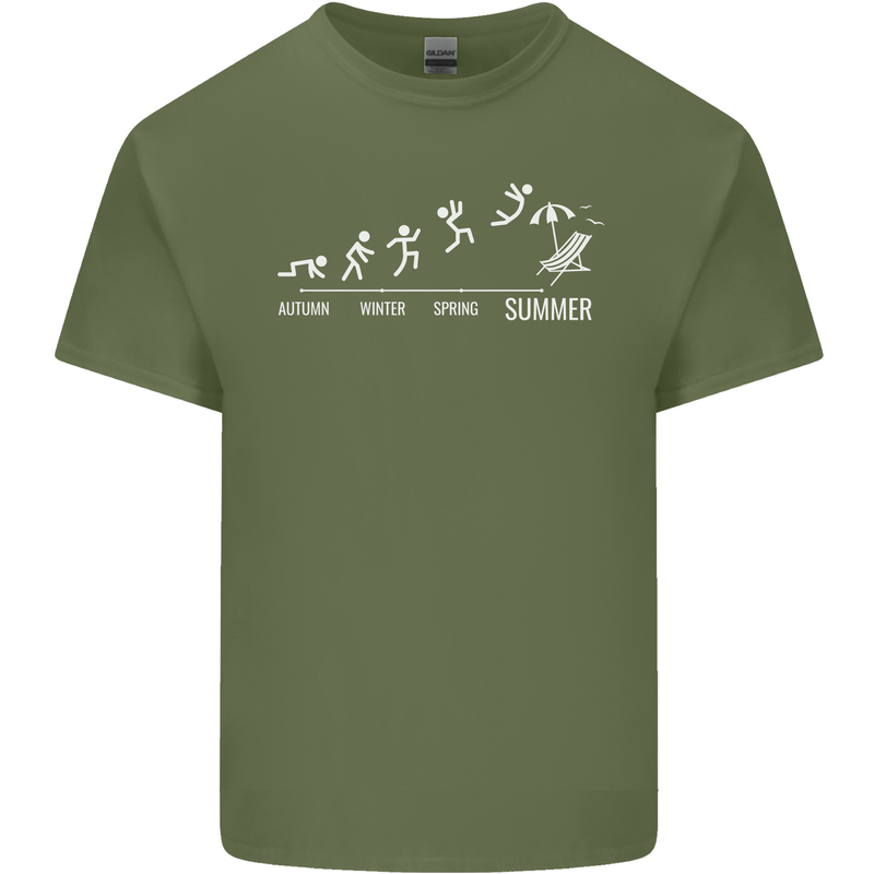 Seasons to Summer Holiday Time Funny Mens Cotton T-Shirt Tee Top Military Green