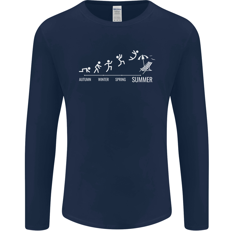 Seasons to Summer Holiday Time Funny Mens Long Sleeve T-Shirt Navy Blue