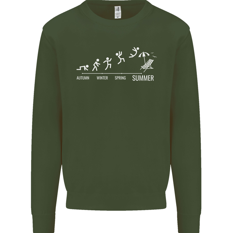 Seasons to Summer Holiday Time Funny Mens Sweatshirt Jumper Forest Green