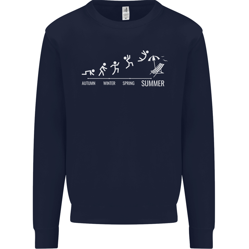 Seasons to Summer Holiday Time Funny Mens Sweatshirt Jumper Navy Blue
