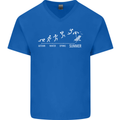 Seasons to Summer Holiday Time Funny Mens V-Neck Cotton T-Shirt Royal Blue