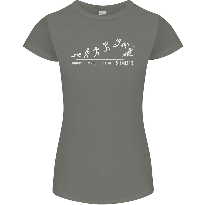 Seasons to Summer Holiday Time Funny Womens Petite Cut T-Shirt Charcoal