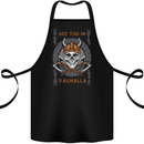 See You in Valhalla Viking Skull and Symbols Cotton Apron 100% Organic Black