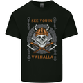 See You in Valhalla Viking Skull and Symbols Kids T-Shirt Childrens Black