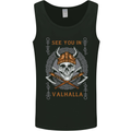See You in Valhalla Viking Skull and Symbols Mens Vest Tank Top Black