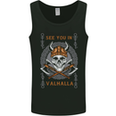 See You in Valhalla Viking Skull and Symbols Mens Vest Tank Top Black