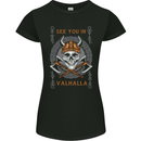See You in Valhalla Viking Skull and Symbols Womens Petite Cut T-Shirt Black
