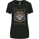 See You in Valhalla Viking Skull and Symbols Womens Wider Cut T-Shirt Black