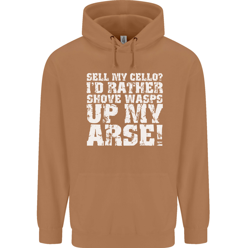 Sell My Cello Player Funny Music Mens 80% Cotton Hoodie Caramel Latte