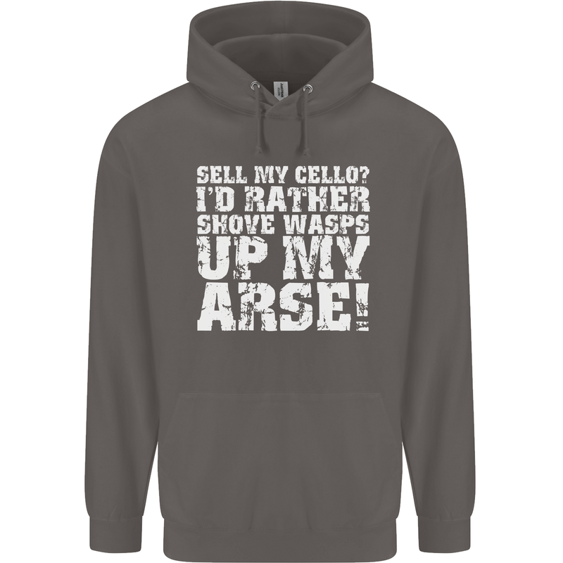 Sell My Cello Player Funny Music Mens 80% Cotton Hoodie Charcoal