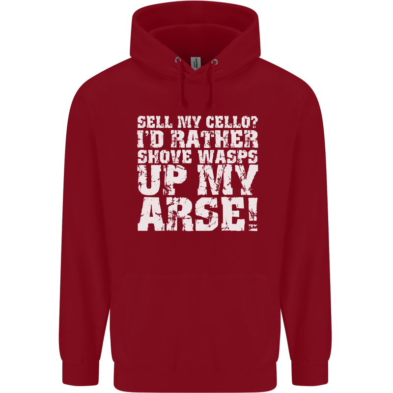 Sell My Cello Player Funny Music Mens 80% Cotton Hoodie Red