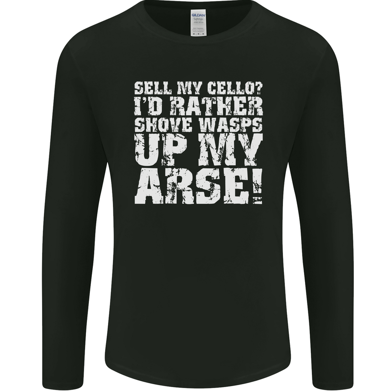 Sell My Cello Player Funny Music Mens Long Sleeve T-Shirt Black