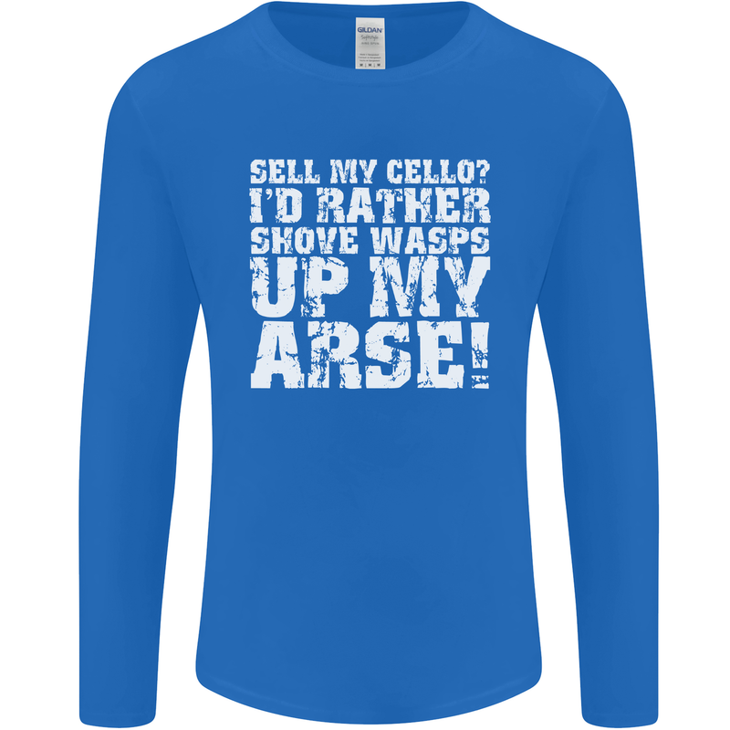 Sell My Cello Player Funny Music Mens Long Sleeve T-Shirt Royal Blue