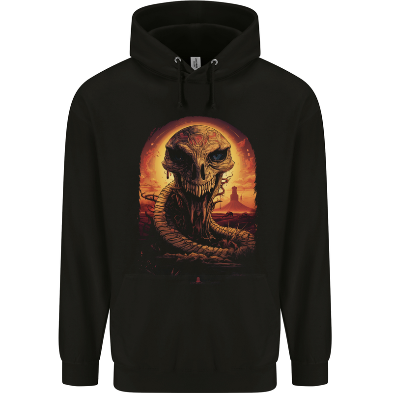 Serpent Skull Fantasy Snake Childrens Kids Hoodie Black