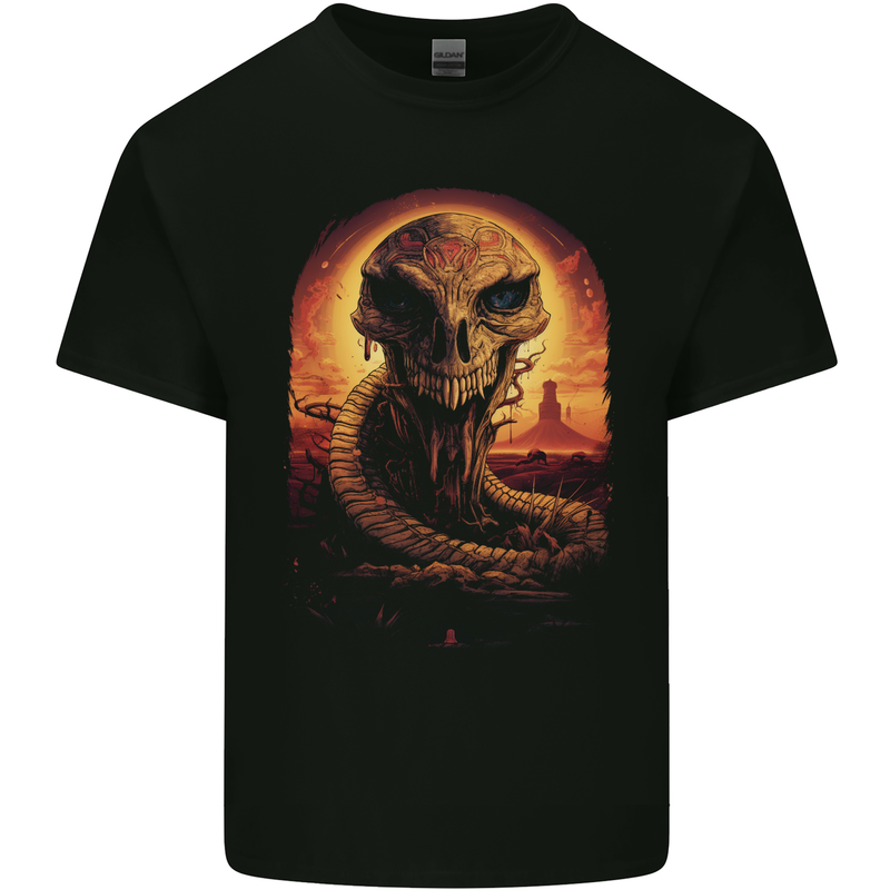 Serpent Skull Fantasy Snake Kids T-Shirt Childrens Black