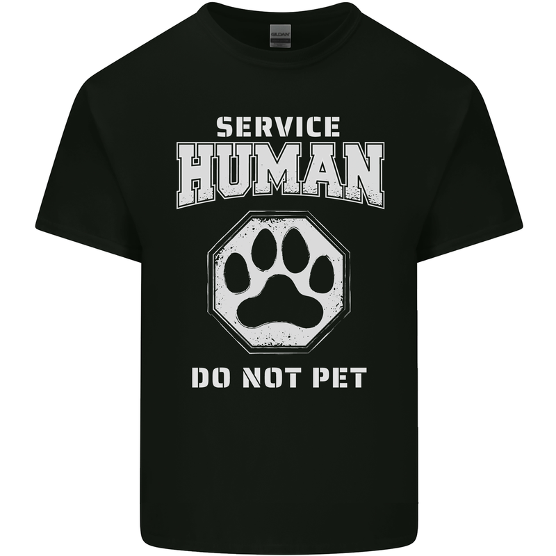 Service Human Do Not Pet Funny Dog Mens Cotton T-Shirt Tee Top Black