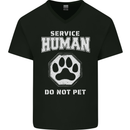 Service Human Do Not Pet Funny Dog Mens V-Neck Cotton T-Shirt Black