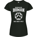 Service Human Do Not Pet Funny Dog Womens Petite Cut T-Shirt Black