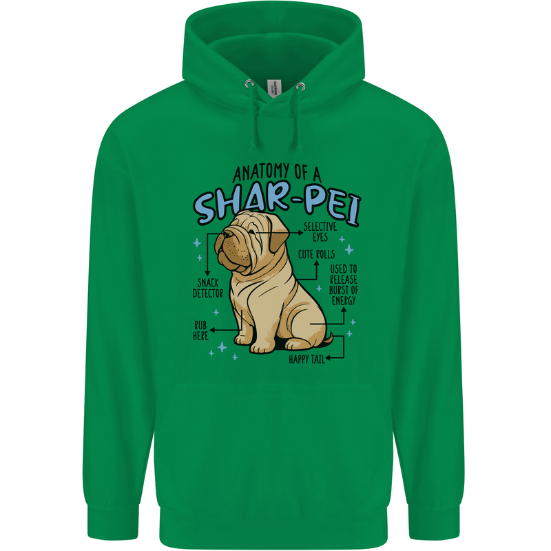 Shar Pei Anatomy Funny Dog Childrens Kids Hoodie Irish Green