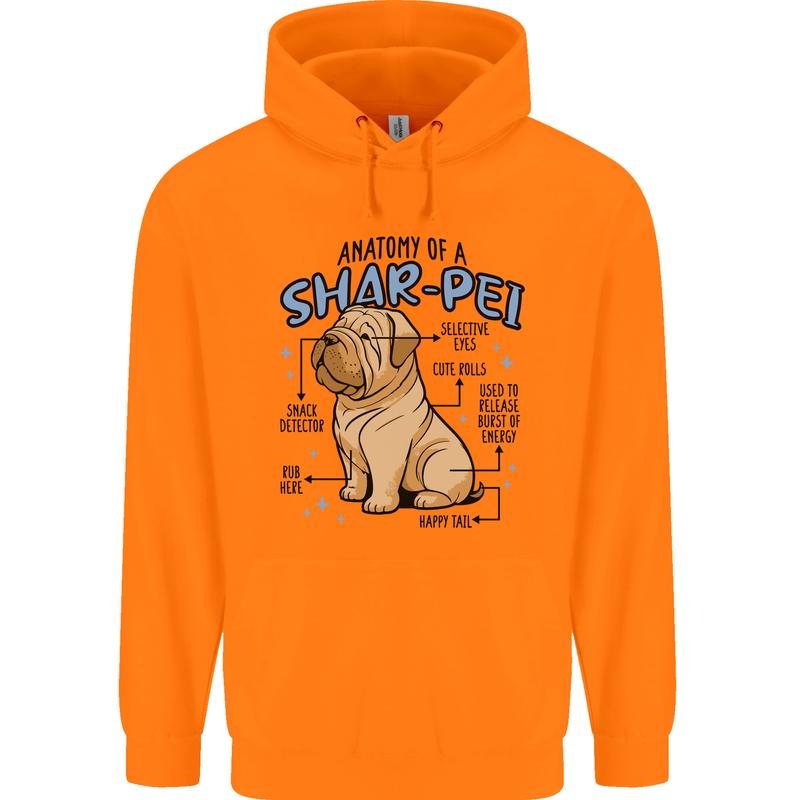 Shar Pei Anatomy Funny Dog Childrens Kids Hoodie Orange