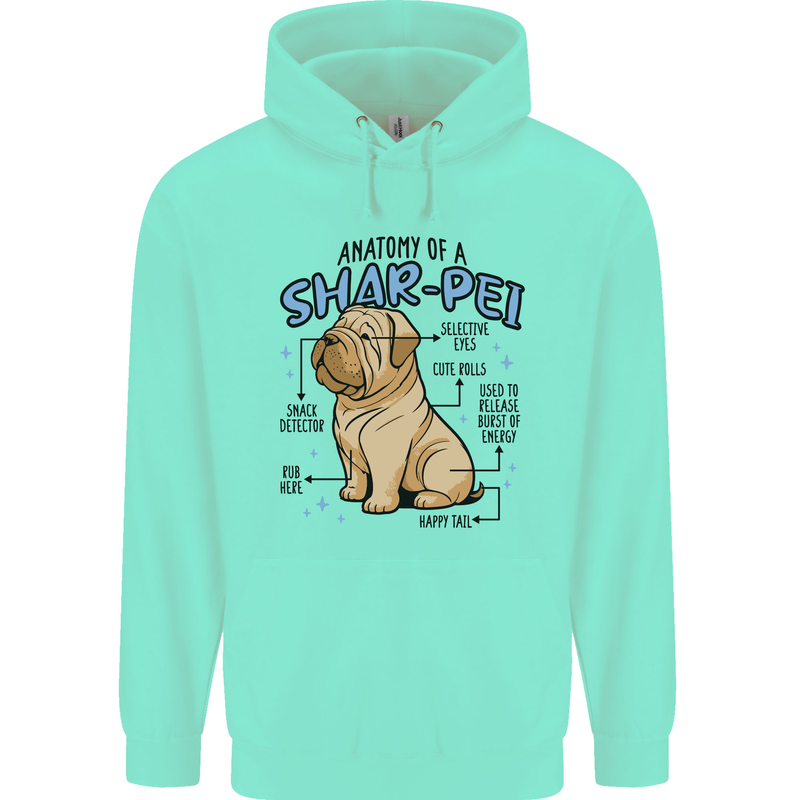 Shar Pei Anatomy Funny Dog Childrens Kids Hoodie Peppermint