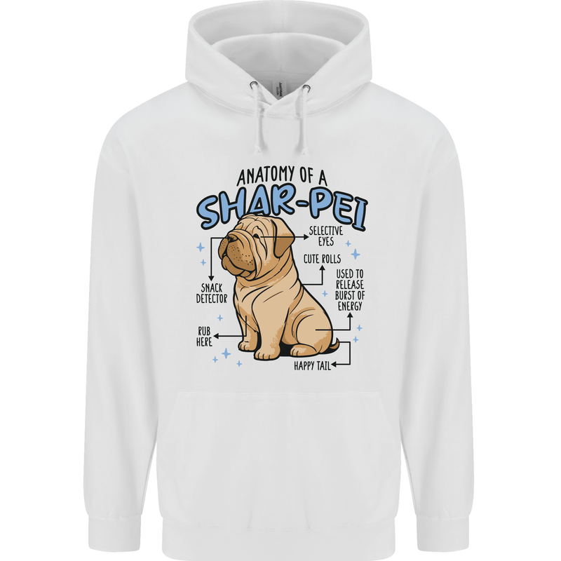 Shar Pei Anatomy Funny Dog Childrens Kids Hoodie White