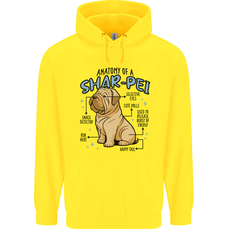 Shar Pei Anatomy Funny Dog Childrens Kids Hoodie Yellow