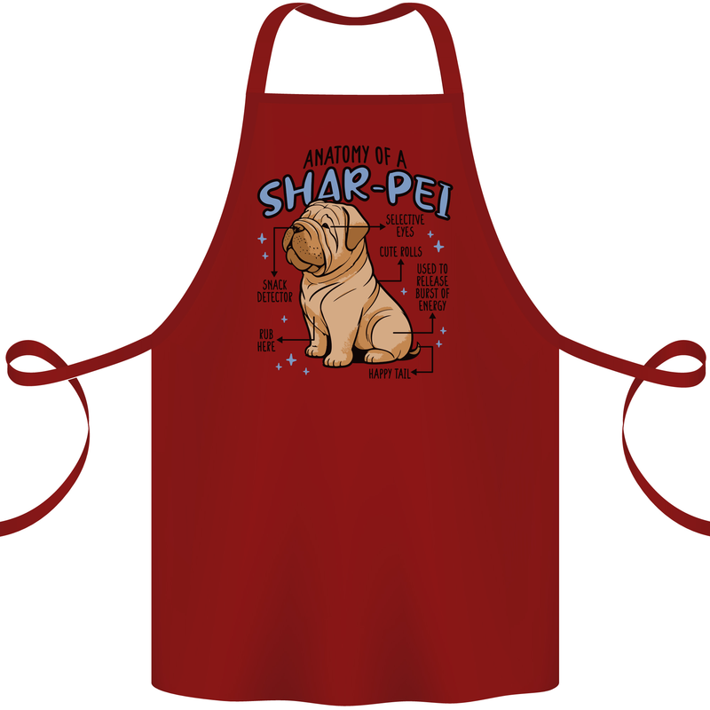 Shar Pei Anatomy Funny Dog Cotton Apron 100% Organic Maroon