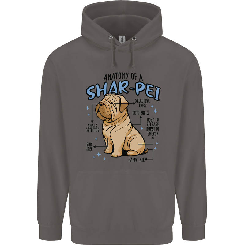 Shar Pei Anatomy Funny Dog Mens 80% Cotton Hoodie Charcoal