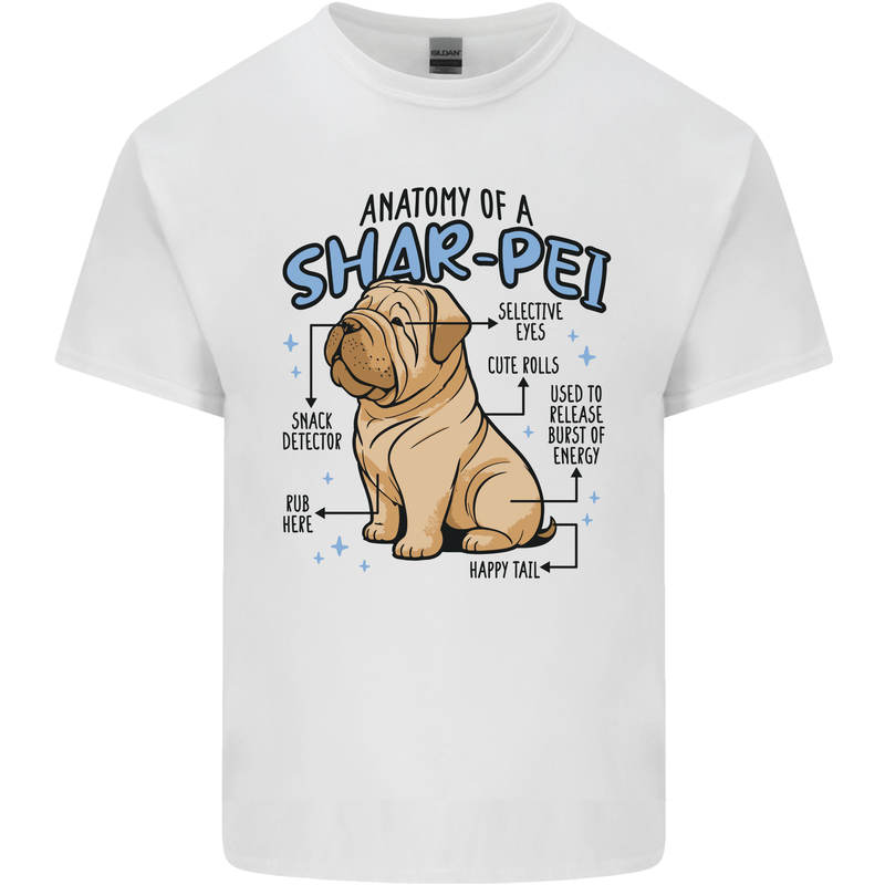 Shar Pei Anatomy Funny Dog Mens Cotton T-Shirt Tee Top White