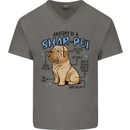 Shar Pei Anatomy Funny Dog Mens V-Neck Cotton T-Shirt Charcoal