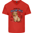 Shar Pei Anatomy Funny Dog Mens V-Neck Cotton T-Shirt Red
