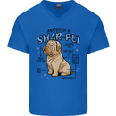 Shar Pei Anatomy Funny Dog Mens V-Neck Cotton T-Shirt Royal Blue
