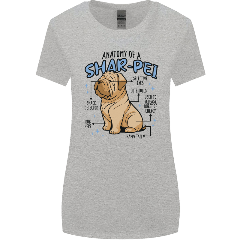 Shar Pei Anatomy Funny Dog Womens Wider Cut T-Shirt Sports Grey