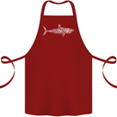 Shark Silhouette Made of Scuba Diver Diving Cotton Apron 100% Organic Maroon