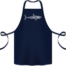 Shark Silhouette Made of Scuba Diver Diving Cotton Apron 100% Organic Navy Blue