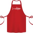 Shark Silhouette Made of Scuba Diver Diving Cotton Apron 100% Organic Red