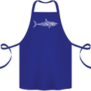 Shark Silhouette Made of Scuba Diver Diving Cotton Apron 100% Organic Royal Blue