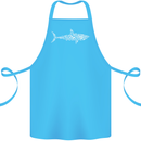 Shark Silhouette Made of Scuba Diver Diving Cotton Apron 100% Organic Turquoise