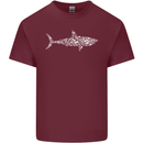 Shark Silhouette Made of Scuba Diver Diving Mens Cotton T-Shirt Tee Top Maroon