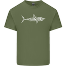 Shark Silhouette Made of Scuba Diver Diving Mens Cotton T-Shirt Tee Top Military Green
