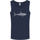 Shark Silhouette Made of Scuba Diver Diving Mens Vest Tank Top Navy Blue