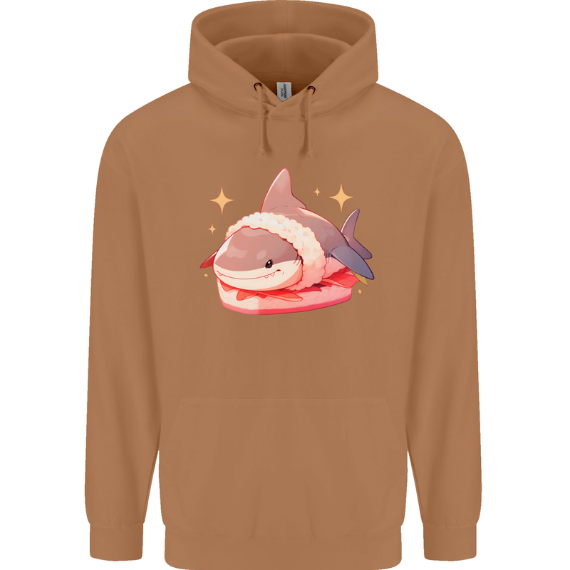 Shark Sushi Mens 80% Cotton Hoodie Caramel Latte