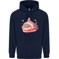 Shark Sushi Mens 80% Cotton Hoodie Navy Blue