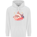 Shark Sushi Mens 80% Cotton Hoodie White