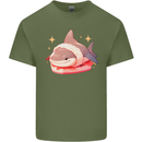 Shark Sushi Mens Cotton T-Shirt Tee Top Military Green